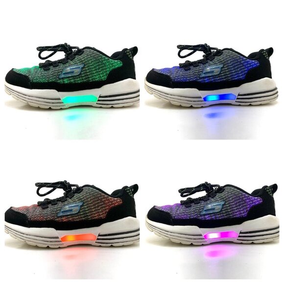 Skechers Unisex Kids Luminators Light Up Sneakers Size 12 Black Lime SN 90730L - Picture 2 of 12